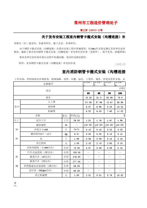 江苏省安装定额完整电子版单位估价表