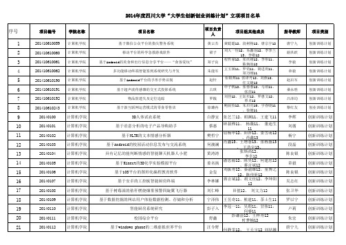 大创项目名单