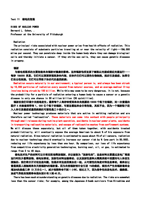 理工类学术英语翻译text11核电的危险