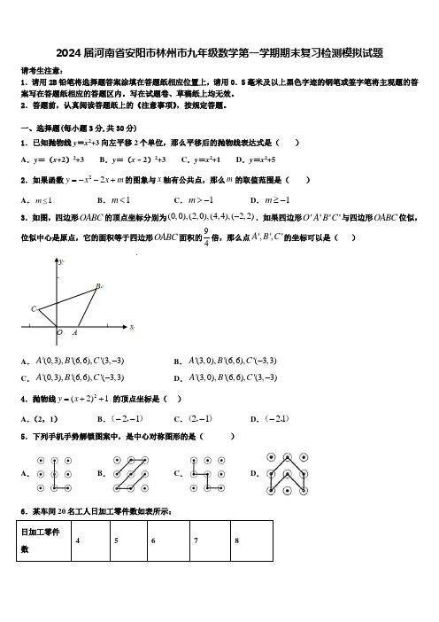 2024届河南省安阳市林州市九年级数学第一学期期末复习检测模拟试题含解析