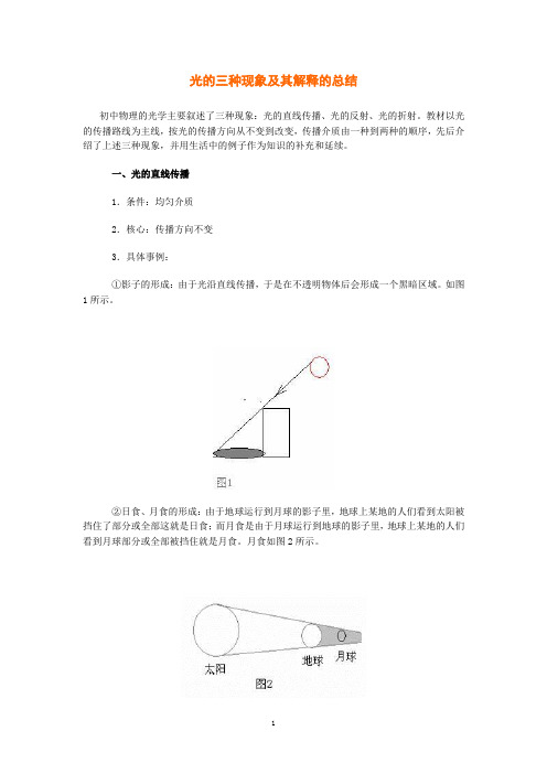 光的三种现象及其解释的总结