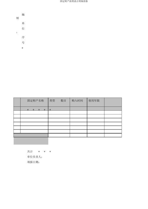 固定资产清理清查明细表格