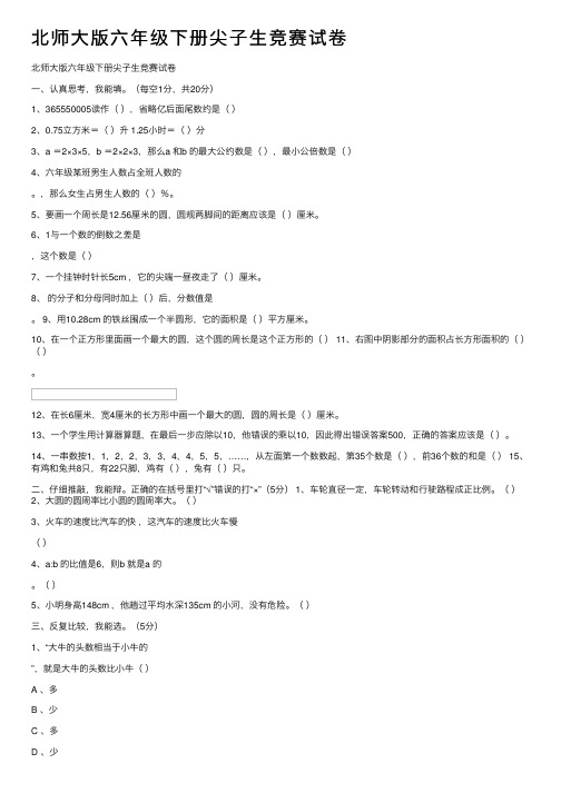 北师大版六年级下册尖子生竞赛试卷