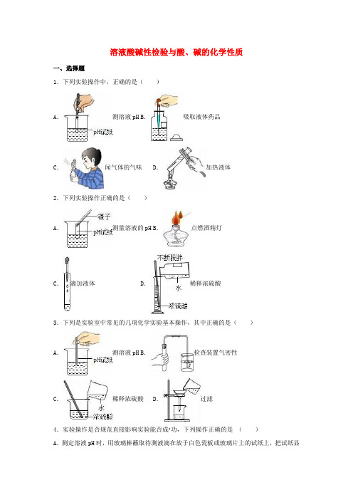 中考化学溶液酸碱性检验与酸碱的化学性质复习题