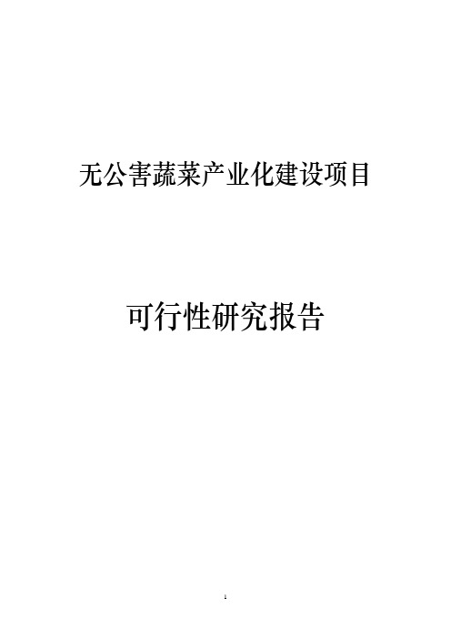 无公害蔬菜产业化建设项目可行性研究报告