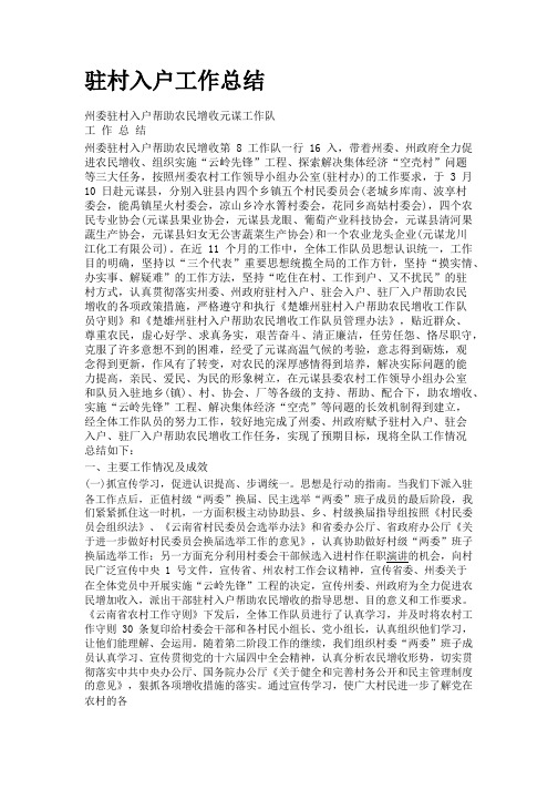 驻村入户工作总结