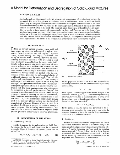 A Model for Deformation and Segregation of Solid-Liquid Mixtures