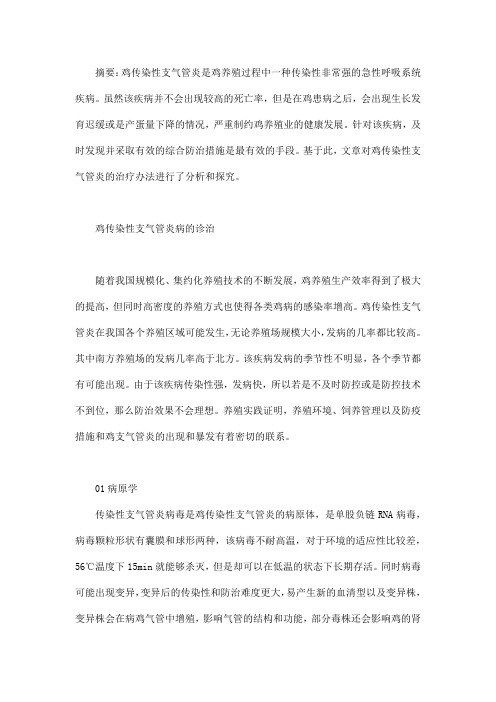 鸡传染性支气管炎病的诊治