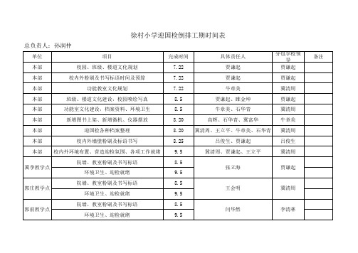 倒排工期时间表