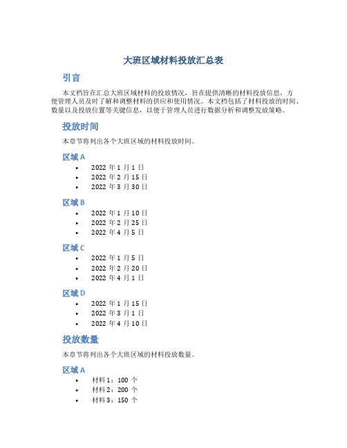 大班区域材料投放汇总表