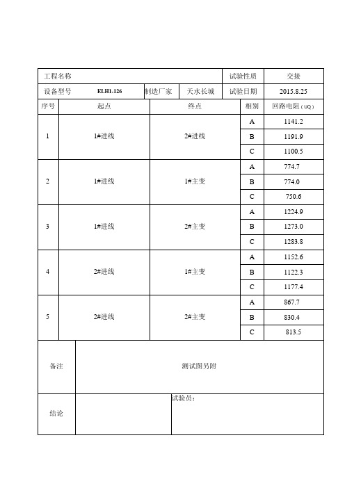 回路电阻试验报告2