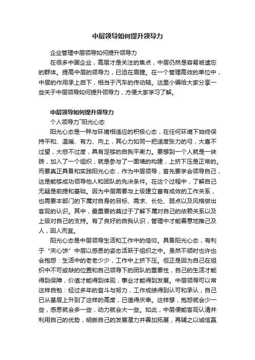 企业管理中层领导如何提升领导力