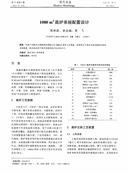 1080m3高炉系统配置设计