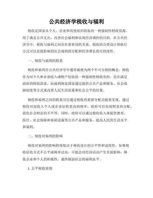 公共经济学税收与福利