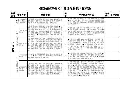 项目部过程管控考核标准(工程管理)