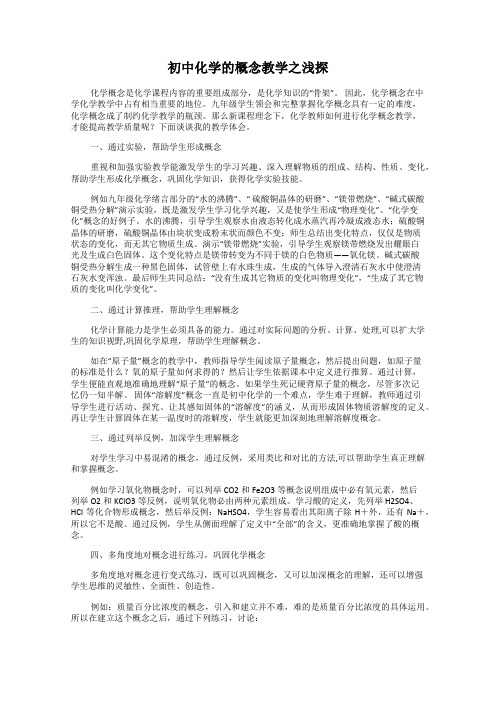 初中化学的概念教学之浅探