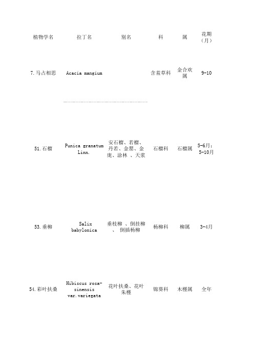 海南大学植物汇总表