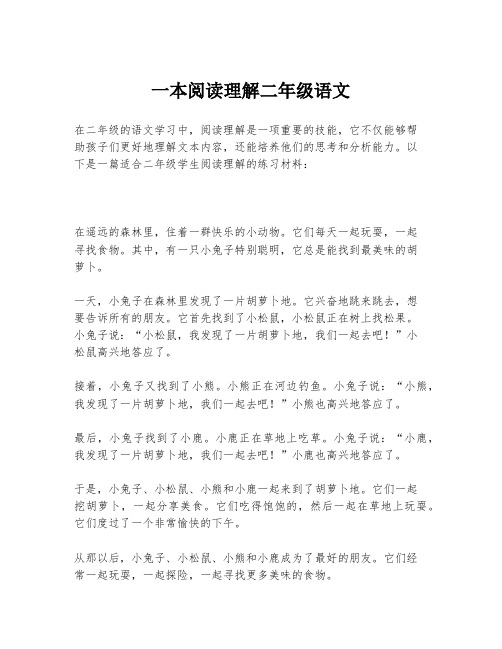 一本阅读理解二年级语文