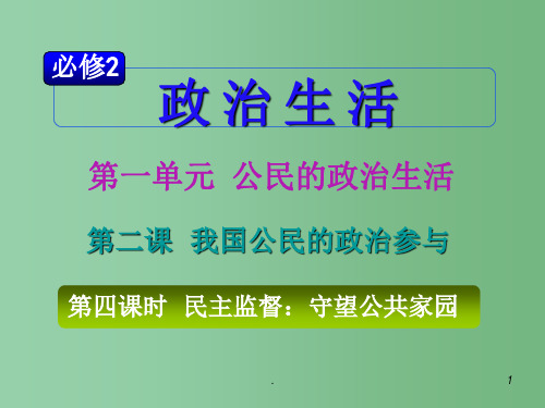 高考政治复习 第1单元第2课第4课时 民主监督 守望公共家园 新人教版必修2