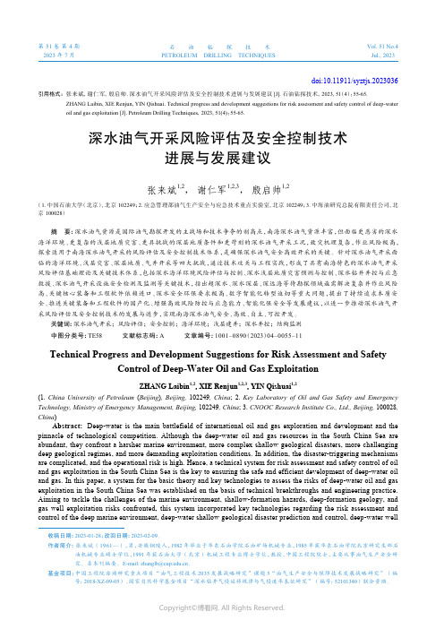 深水油气开采风险评估及安全控制技术进展与发展建议