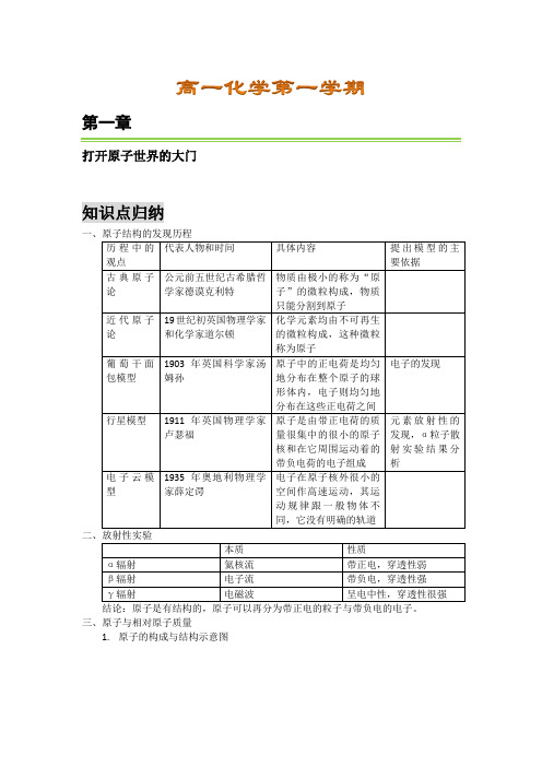 高一化学第一学期第一章重点