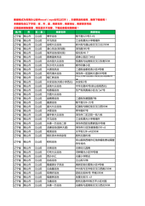 2020新版辽宁省鞍山市立山区洗浴工商企业公司商家名录名单黄页联系电话号码地址大全73家