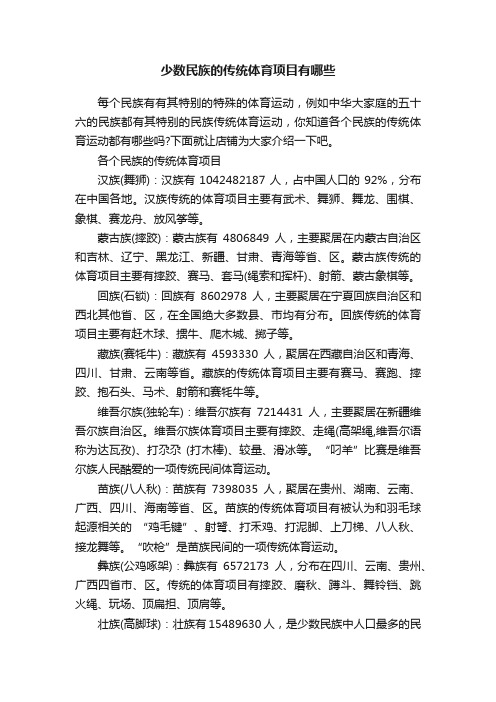 少数民族的传统体育项目有哪些