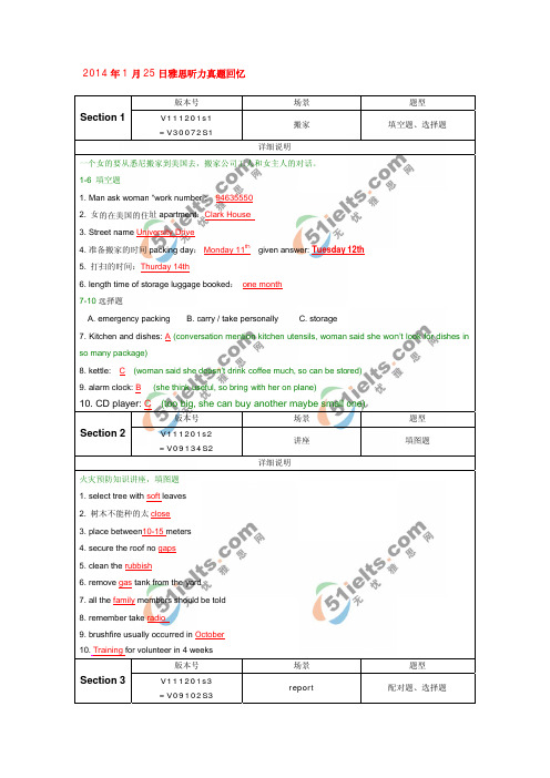 2014年1月25日雅思真题回忆