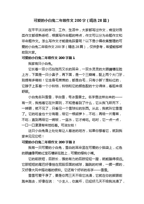 可爱的小白兔二年级作文200字（精选28篇）