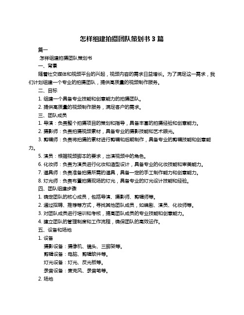 怎样组建拍摄团队策划书3篇