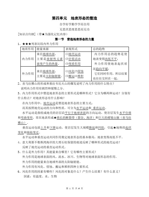 第四单元  地表形态的塑造[基础知识]