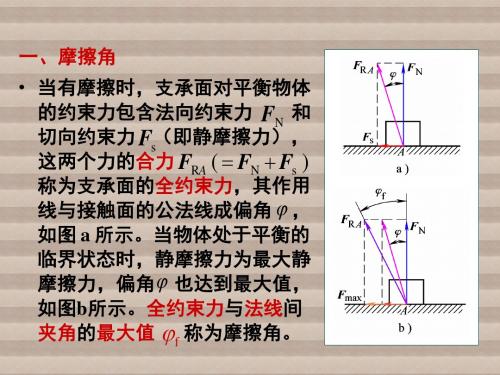 工程力学第2节 摩擦角和自锁现象