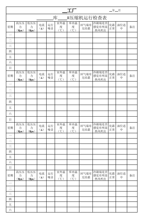 冷链设备巡检表