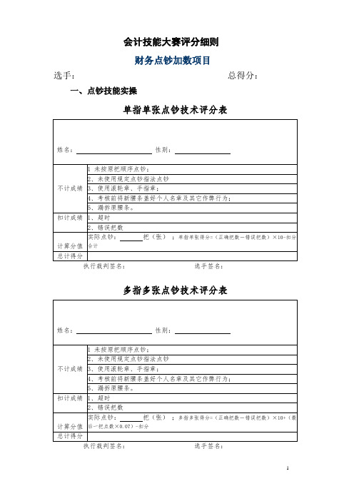 会计比赛点钞评分