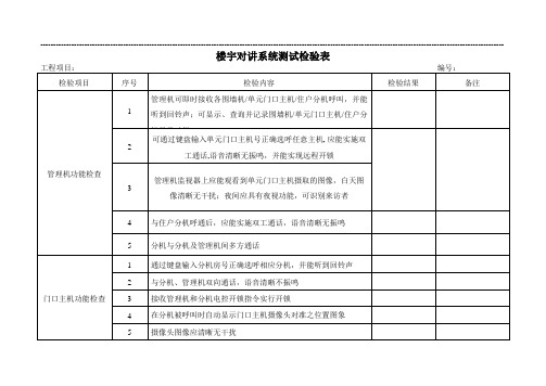 正式楼宇对讲系统测试验收表