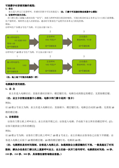 可视楼宇对讲及电梯使用说明