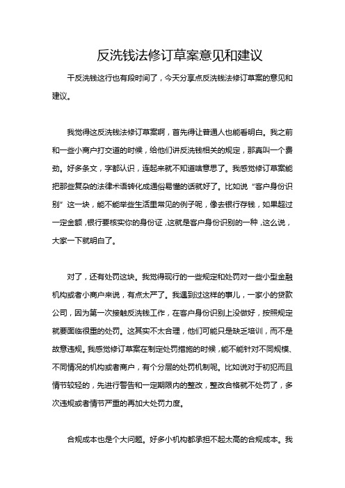 反洗钱法修订草案意见和建议