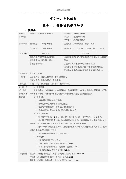 推销与商务谈判项目一、知识储备