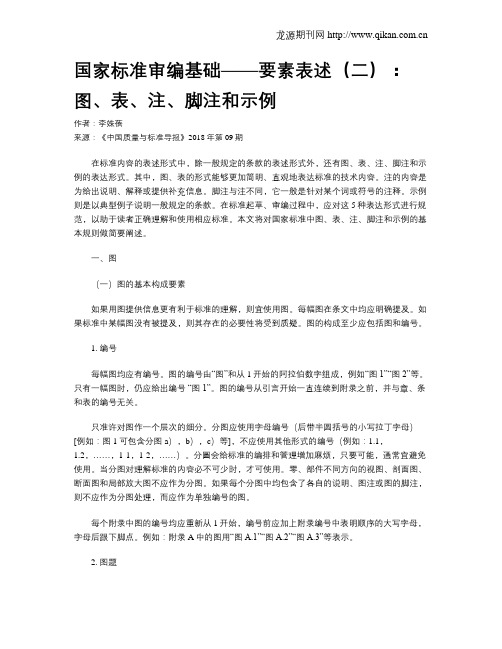 国家标准审编基础——要素表述(二)：图、表、注、脚注和示例