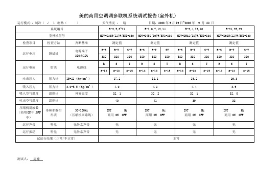 美的中央空调多联机系统调试报告