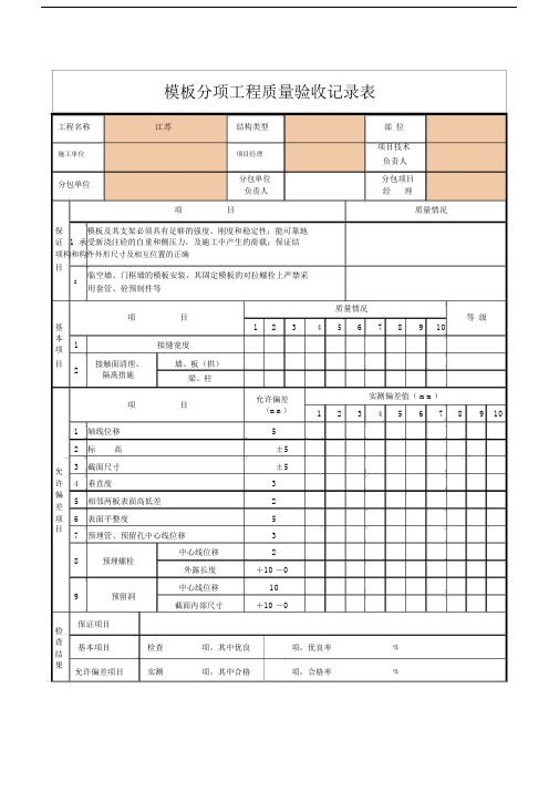 模板分项工程质量验收记录表.docx