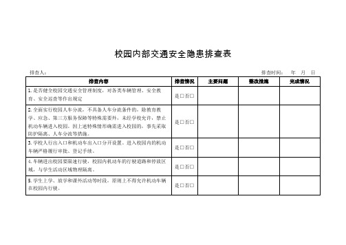 校园内部交通安全隐患排查表