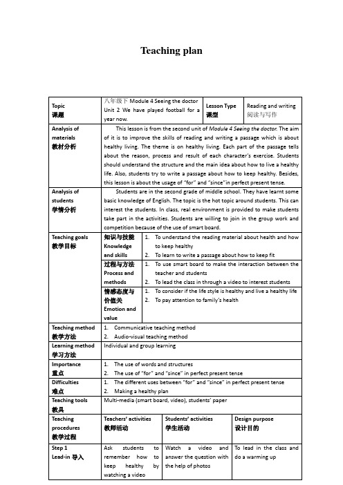 外研版八年级下册Module 4 Unit 2 We have played football fo