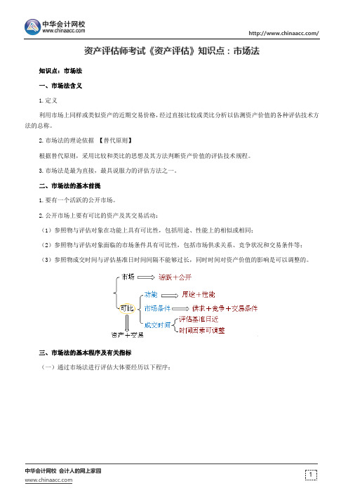 资产评估师考试《资产评估》知识点：市场法