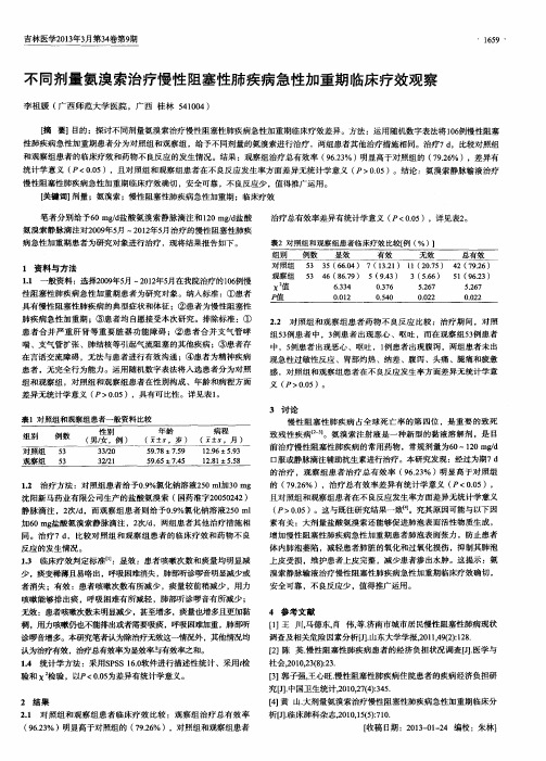 不同剂量氨溴索治疗慢性阻塞性肺疾病急性加重期临床疗效观察
