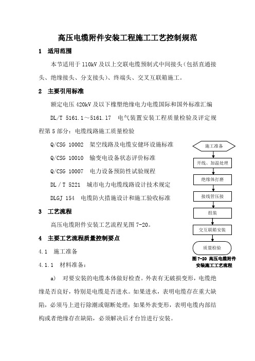 高压电缆附件安装工程施工工艺控制规范