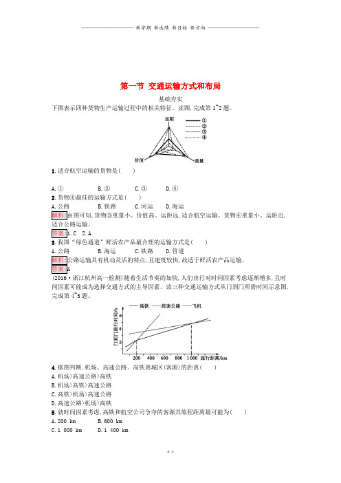 高中地理第五章第一节交通运输方式和布局课时训练新人教版必修60(1)