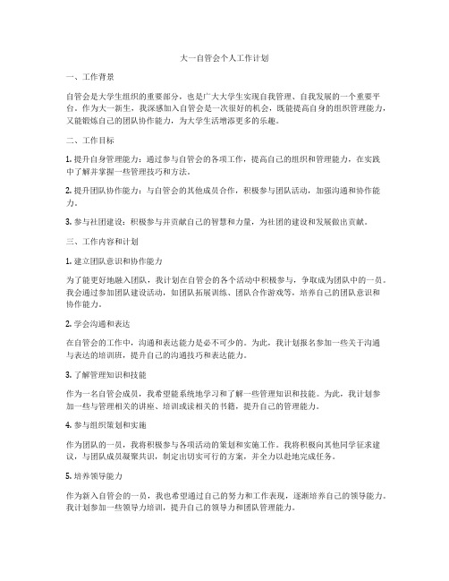 大一自管会个人工作计划