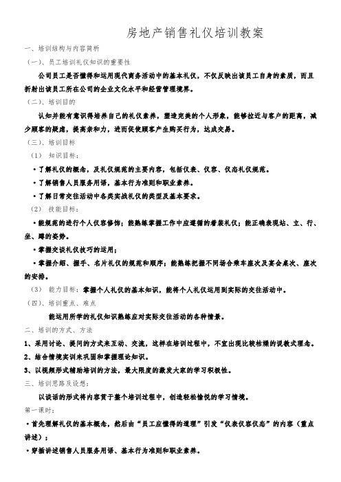 房地产销售礼仪培训教案