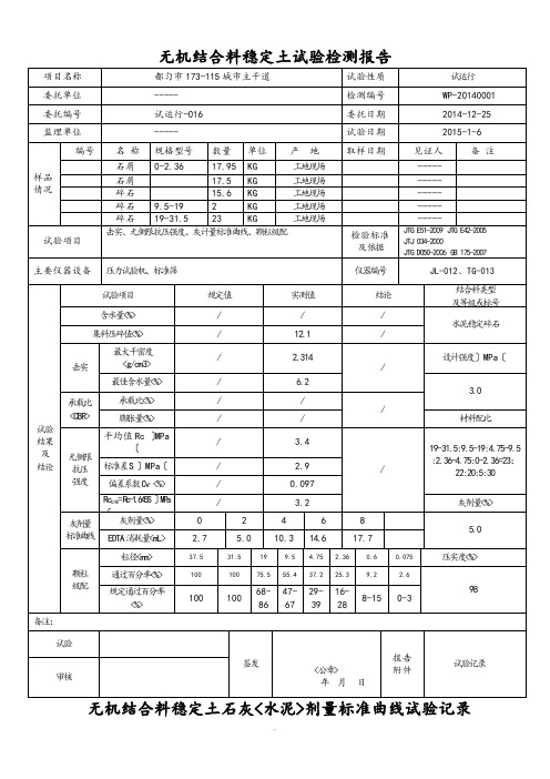 公路工程无机结合料稳定土试验报告